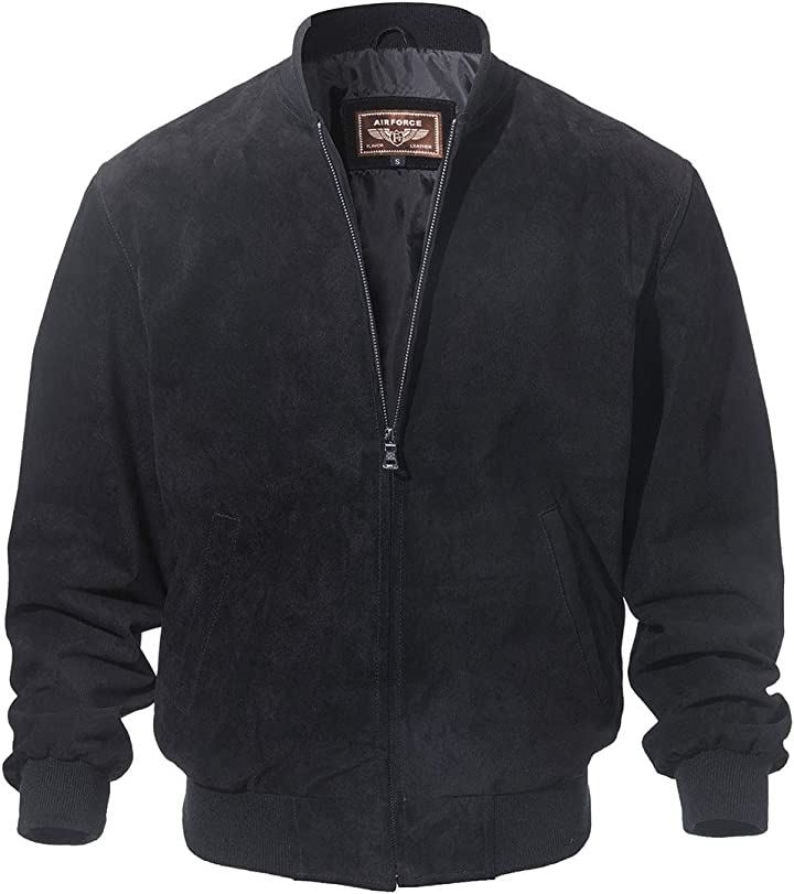 レザージャケット メンズ 本革豚革 野球 フライトジャケット バイクライダースジャケット 革ジャン( ブラック, XL)