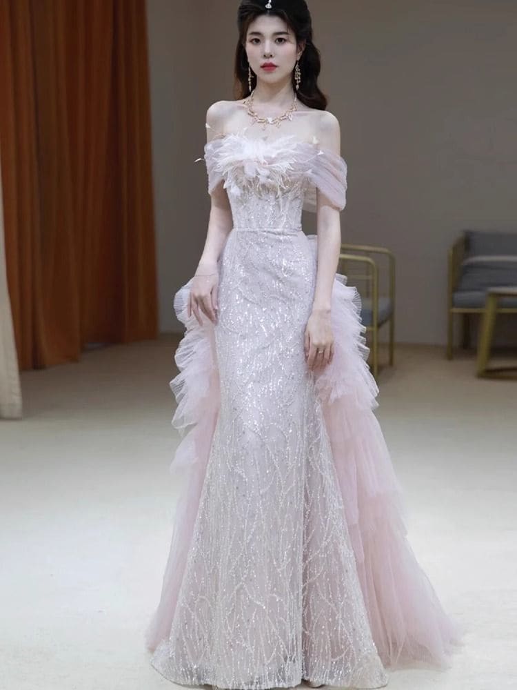 ドレス イブニングガウン2024新しいパーティースリムなディナーイブニングガウン チャンスをつかんですぐになくなる