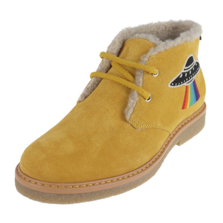 新品未使用展示品 GUCCI グッチ アングリーキャット UFO ブーツ 483457 表記サイズ 31 スウェード マスタード イエロー系 参考サイズ 19.9cm スエード【本物保証】