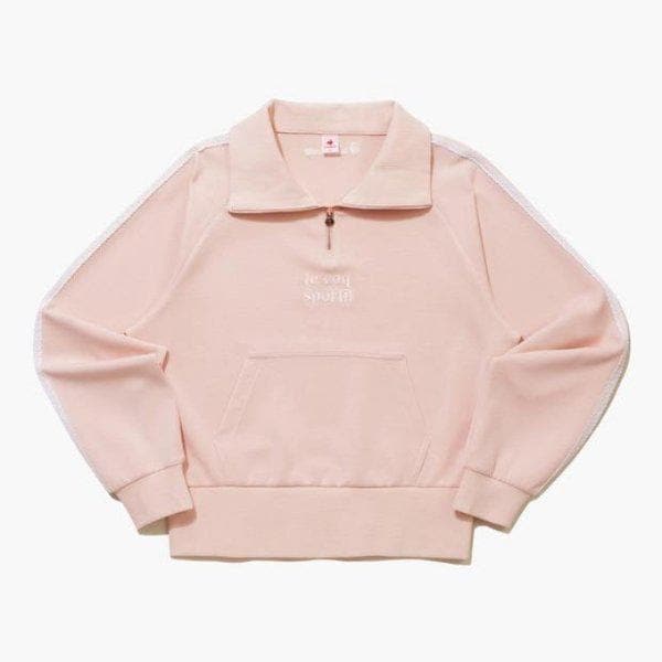 長袖Tシャツ NQJ QQ122OFS12-IPK ウィメンズ モダール ダブルテンション ルーズクロップ ハーフジップ スウェットシャツ / IPK0
