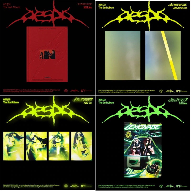 [4種セット] メンバー1種ずつ (WDA+LEMONADE+ACID+POS) AESPA 2nd Album [LEMONADE] SMART 公式グッズ 韓国チャート反映