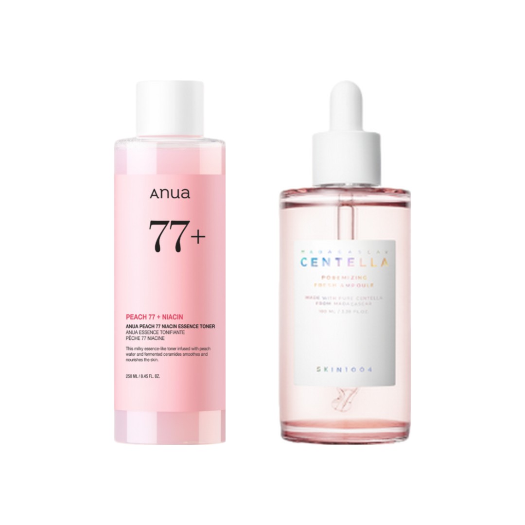 桃77ナイアシンエッセンストナー＋スキン天使 マダガスカルセンテラ ポアマイジングフレッシュアンプル100mlセット
