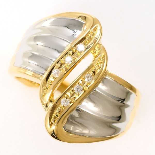 PT900 プラチナ K18YG リング 指輪 12号 ダイヤ カード鑑別書 ジュエリー 中古 59,840円