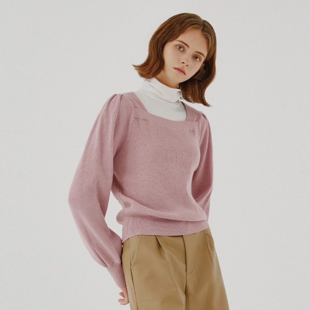 [フォレスト] スクエアネックパフスリムニット（SZ9LKF1）