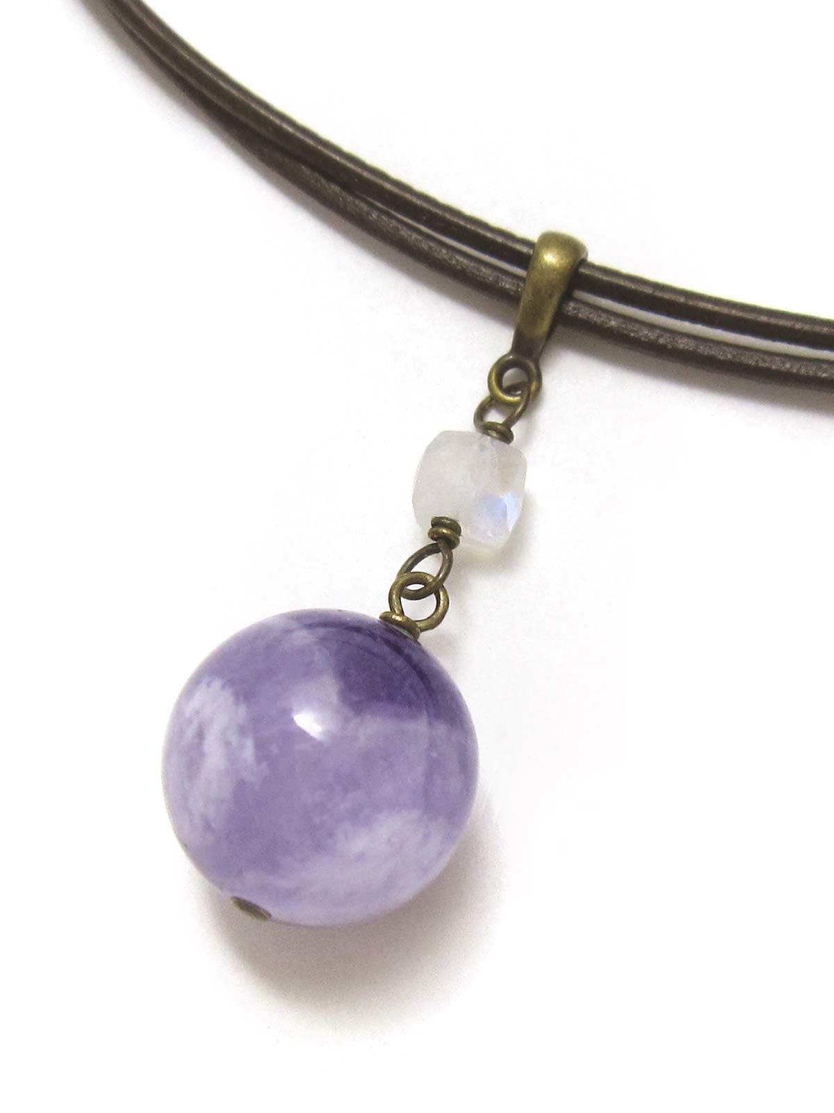 [Cherry] ストライプアメジスト レインボームーンストーン チョーカー 天然石 パワーストーン A833