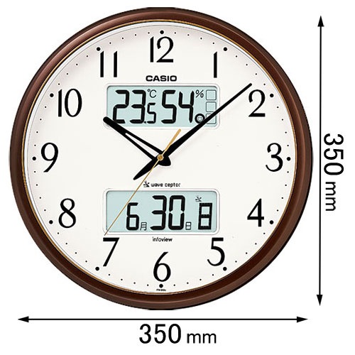 カシオ 温湿度計付 電波掛け時計（茶色） ITM-650J-5JF