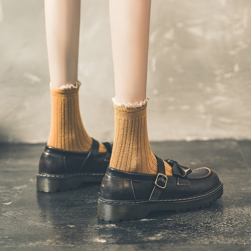 25cm 5cm ミドルヒール 牛革　本革 厚底　太ヒール レディース 靴 ローファー パンプス