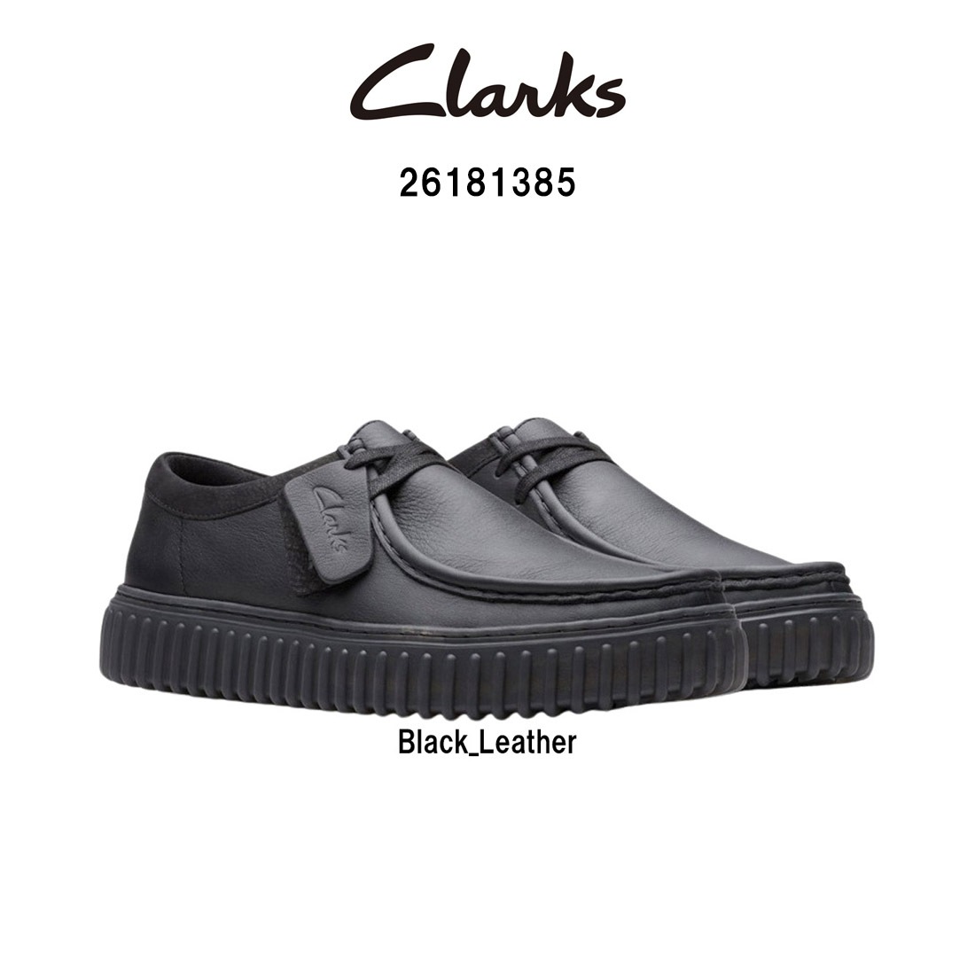 CLARKS メンズ トーヒル ロー シューズ レースアップ モカシン 厚底 ブラック レザー 軽量 TPR カジュアル TORHILL LO 26181385