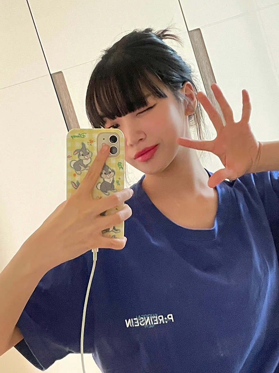 jin Caiyuan 半袖 Tシャツ レディース Reein レタープリント ベーシック 万能 ブルー トップス 夏