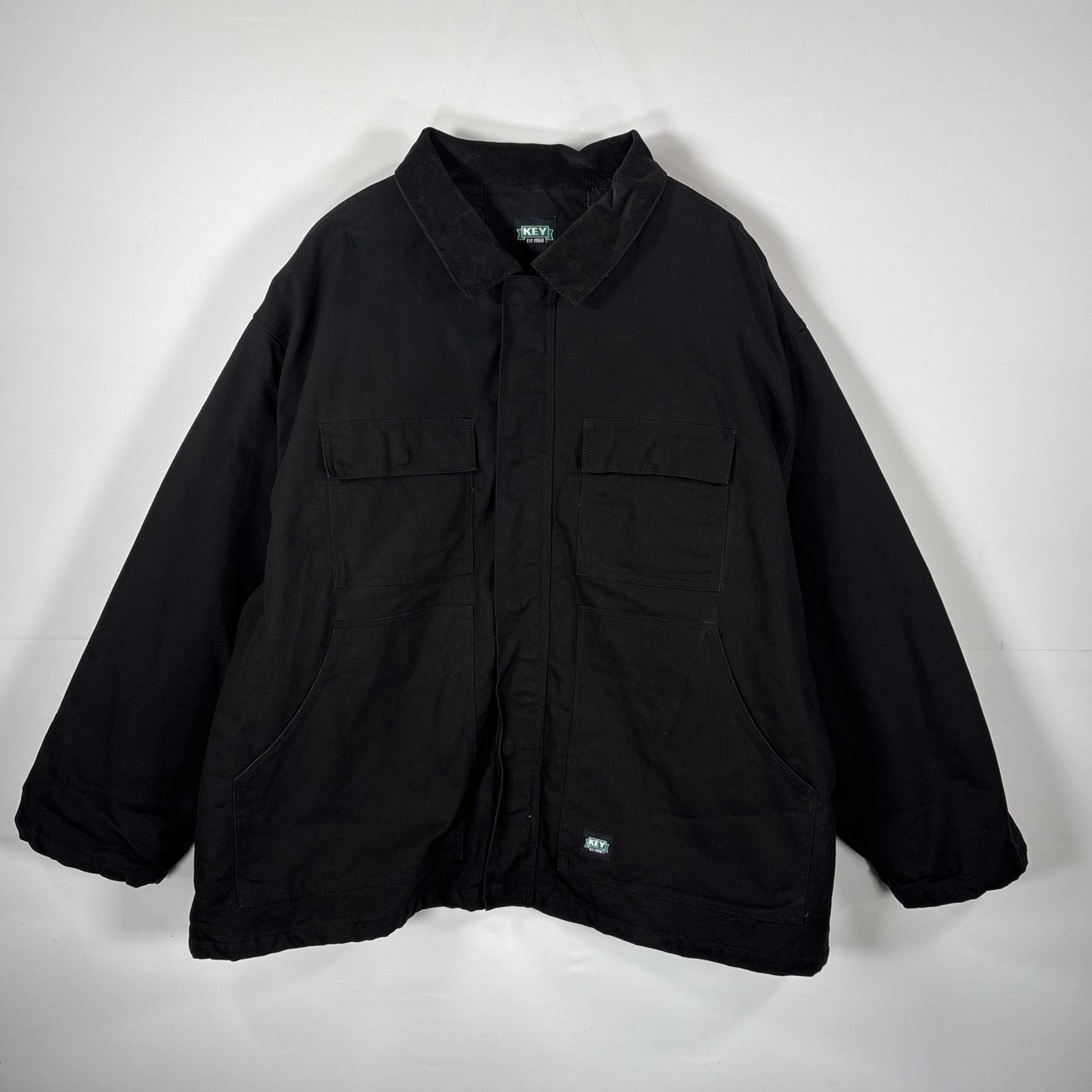 古着 キー KEY ダック ワークジャケット キルティングライナー ビッグサイズ XXXXXL ブラック メンズ