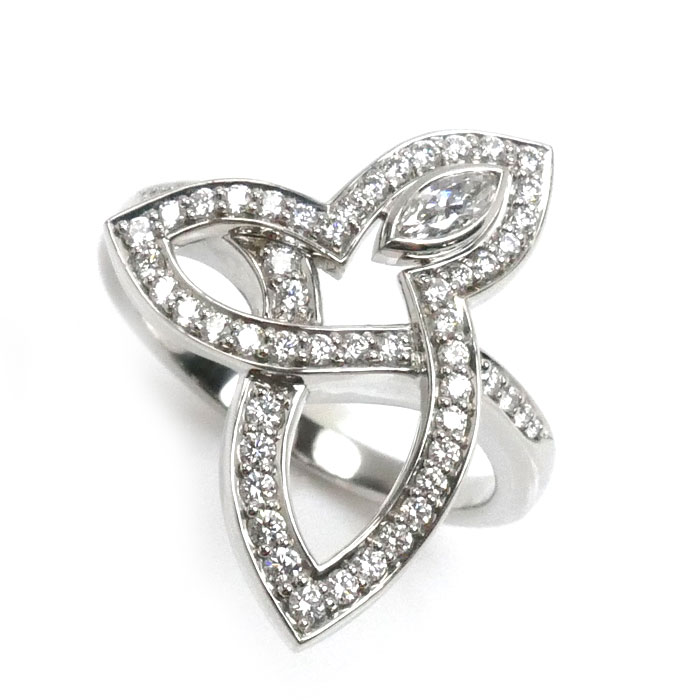 HARRY WINSTON ハリーウィンストン Pt950プラチナ リリークラスター リング・指輪 FRDPMQRFLC-060 ダイヤモンド 11号 9.7g レディース 中古 美品