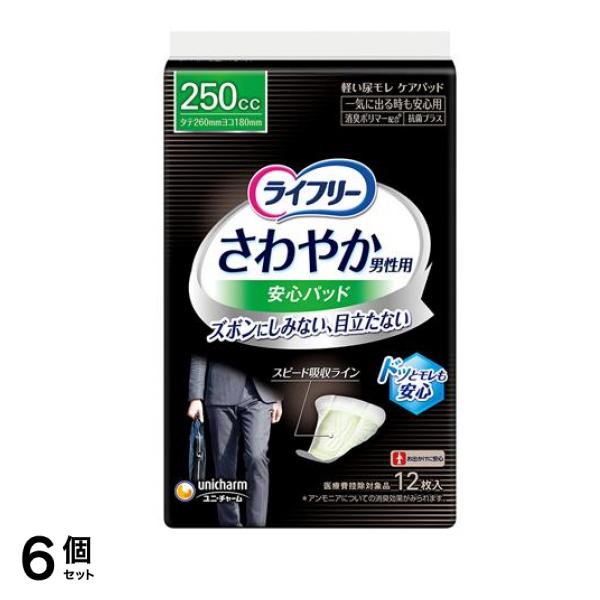 さわやか男性用安心パッド 250cc 一気に出る時も安心用 12枚入 6個セット