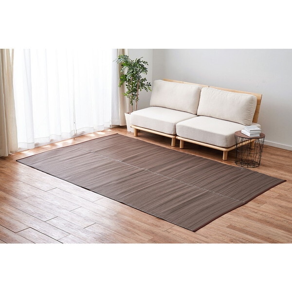 18913190 洗えるい草風カーペット ライアン 団地間10畳 425×340 ブラウン メーカー直送