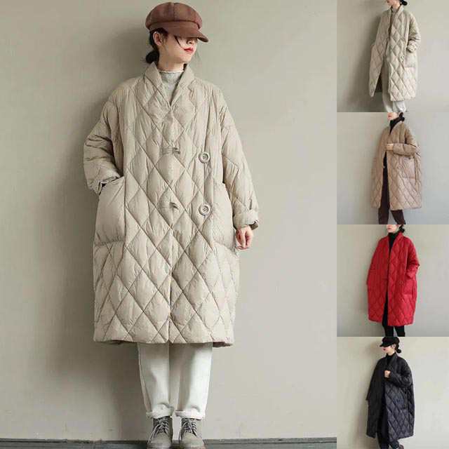 【本日限定激安格】【即納】中綿コート 中綿ダウンジャケット レディース スリム 綿入り 女性 コート 無地 秋冬 カジュアル 暖かい マルチスタイル 防寒 アウター L-2XL/4色