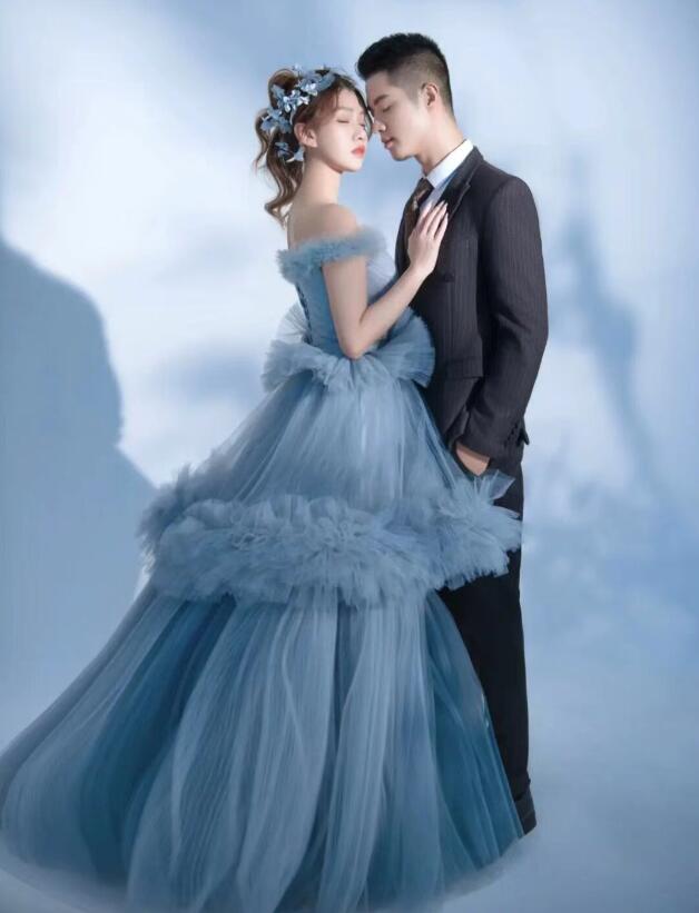 花嫁ドレス きれいめ フォトウェディング撮影 ウェディングドレス 二次会ドレス 披露宴 パーティードレス 可愛い 成人式ドレス 高級感 多重チュール 結婚式ドレス 前撮りドレス 後撮り お姫様 ロング