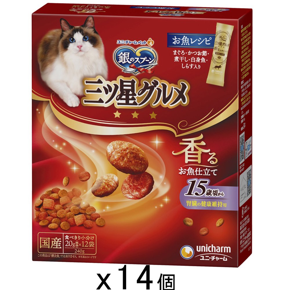 キャットフード　三ツ星グルメ　腎臓の健康維持に配慮　１５歳が近づく頃から　２４０ｇX１４個　ＣＲＣ35―15―88―20―00