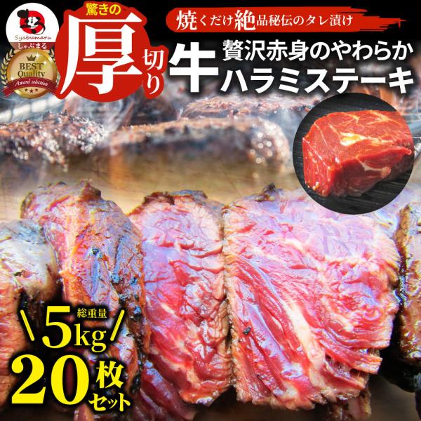 ステーキ ハラミ 牛ハラミ ブロック 焼肉 （タレ漬け）5kg(250g×20) タレ 秘伝 焼肉セット 焼肉 ランキング1位 やきにく ハラミ 赤身 はらみ 赤身肉