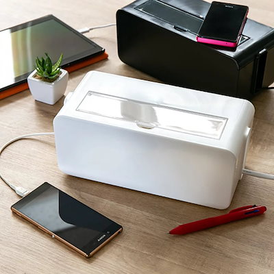 他サイト： ケーブル収納 テーブルタップボックス 配線 コンセント ケーブル収納 タップボックス コード収納 プラスチック おしゃれ 日本製 配線カバー コードボックス コードケース コンセント 整理の商品画像