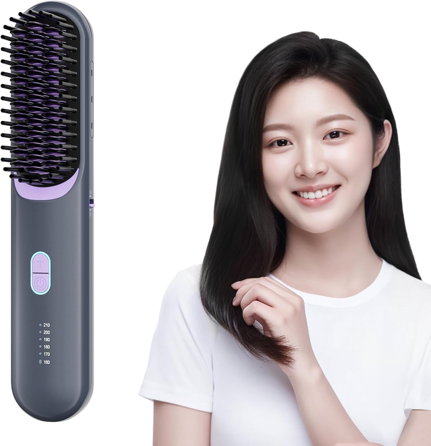 Kiboer ヒートブラシ アイロン コードレス 充電/差し込み両対応 独自開発プラズマイオン ヘアアイロン ストレート カール 傷まない 温度メモリー機能 急速加熱 6段階温度調 細毛 硬毛 ツヤ感