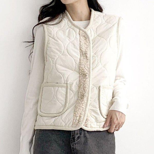 Hスタイル(OT)ボブリーウェーブパディングベスト 冬 女性 パディングベスト キルティングジャケット ジップアップジャンパー コート アウター デイリー