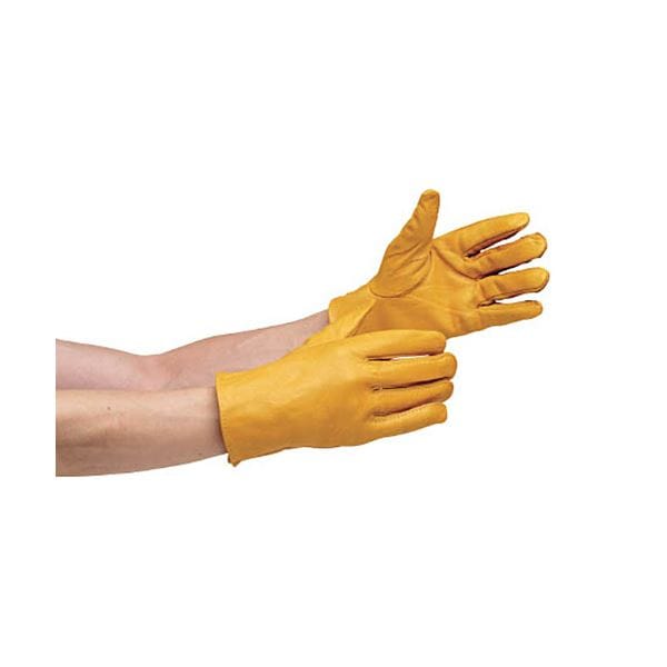 （まとめ） ミドリ安全牛表革手袋 MT-14D牛 黄 MT-14D-GYUU-Y 1双 [x3セット]