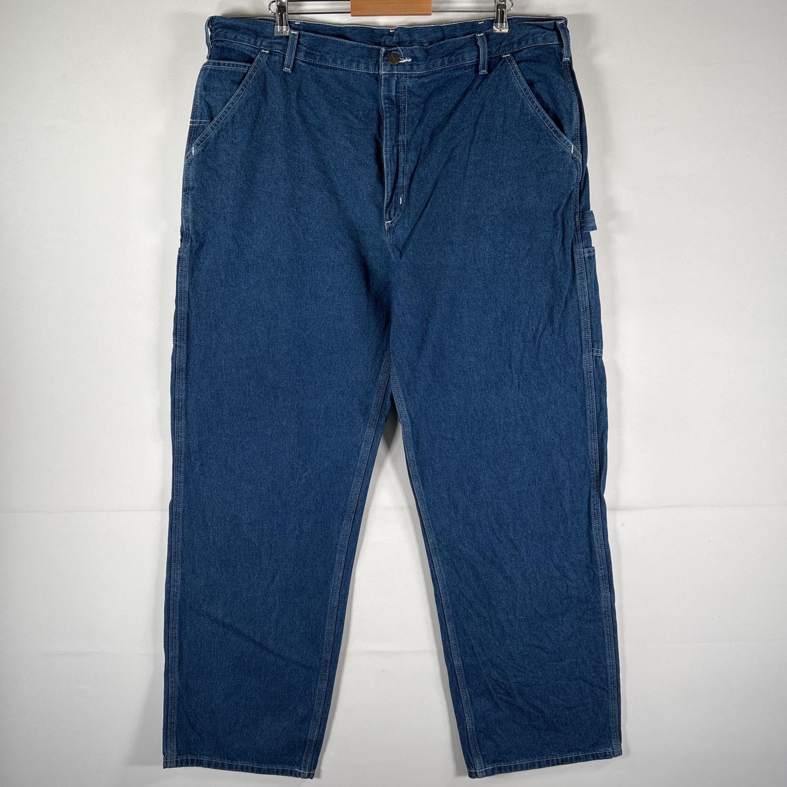 古着 デニムパンツ ブルーデニム ペインターパンツ ワーク ワンポイント 大きいサイズ w42 L32 ブルー系 メンズ