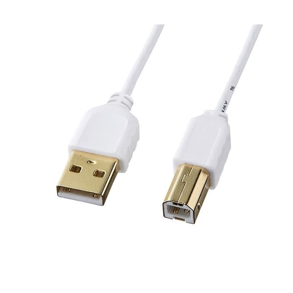 (5個セット) サンワサプライ 極細USBケーブル （USB2.0 A-Bタイプ） 2m KU20-SL20WKX5その他PCケーブル