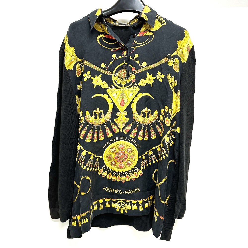 長袖シャツ ヴィンテージ ツイルレーヌ アパレル シルク ブラック×ゴールド