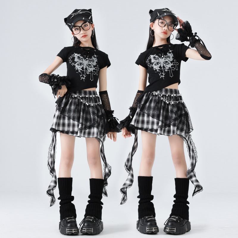 成人式 発表会衣装 コスプレ ライブ衣装 卒業式 コンサート衣装 入学式 結婚式 コスチューム 女の子用ジャズダンス衣装甘辛スタイル子供向けファッショナブルなステージパフォーマンスジャズストリー