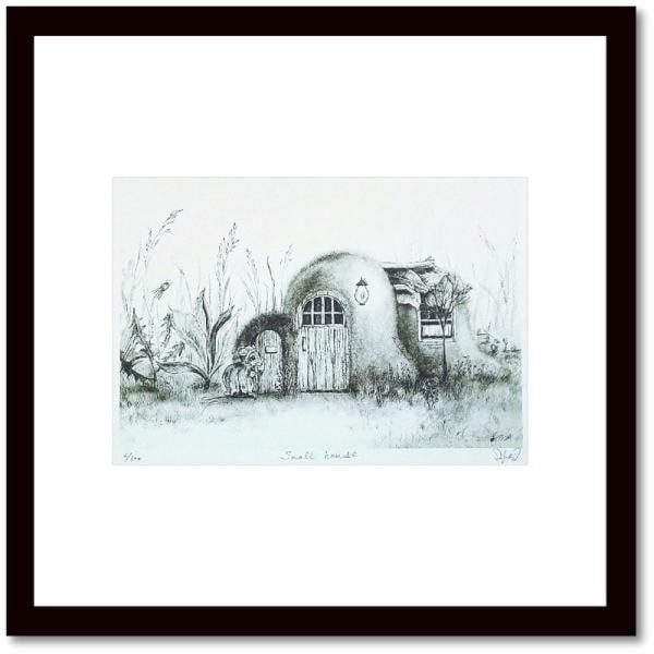 ファブリックパネル アートフレーム メルヘン ファンタジー 壁掛け ウォールデコレーション AtelierFlowerHorizon small house ジグレー版画 320mm