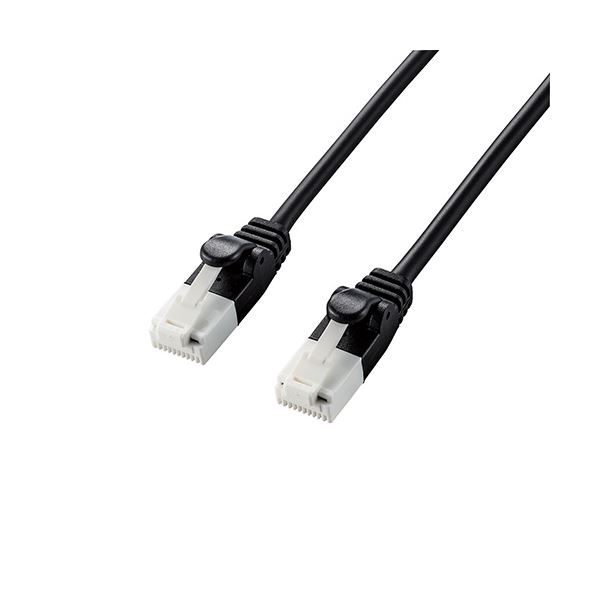 (まとめ) エレコム やわらかLANケーブル/CAT6A/爪折れ防止/5.0m/ブラック LD-GPAYT/BK50 (×2セット)