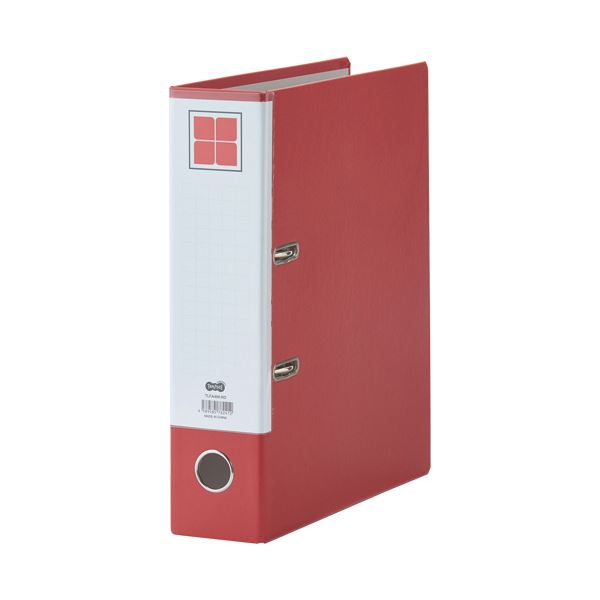 （まとめ）TANOSEE レバー式アーチファイル A4タテ 2穴 580枚収容 58mmとじ 背幅80mm 赤 1セット（10冊） 3セット