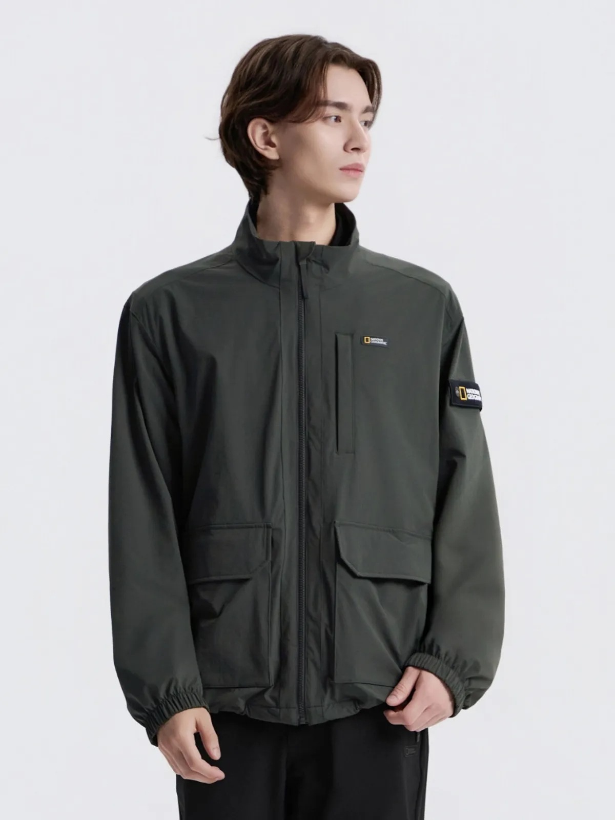 N253UFT030 アルケロン ウブン ストレッチ スタンネック ジップアップ GREY