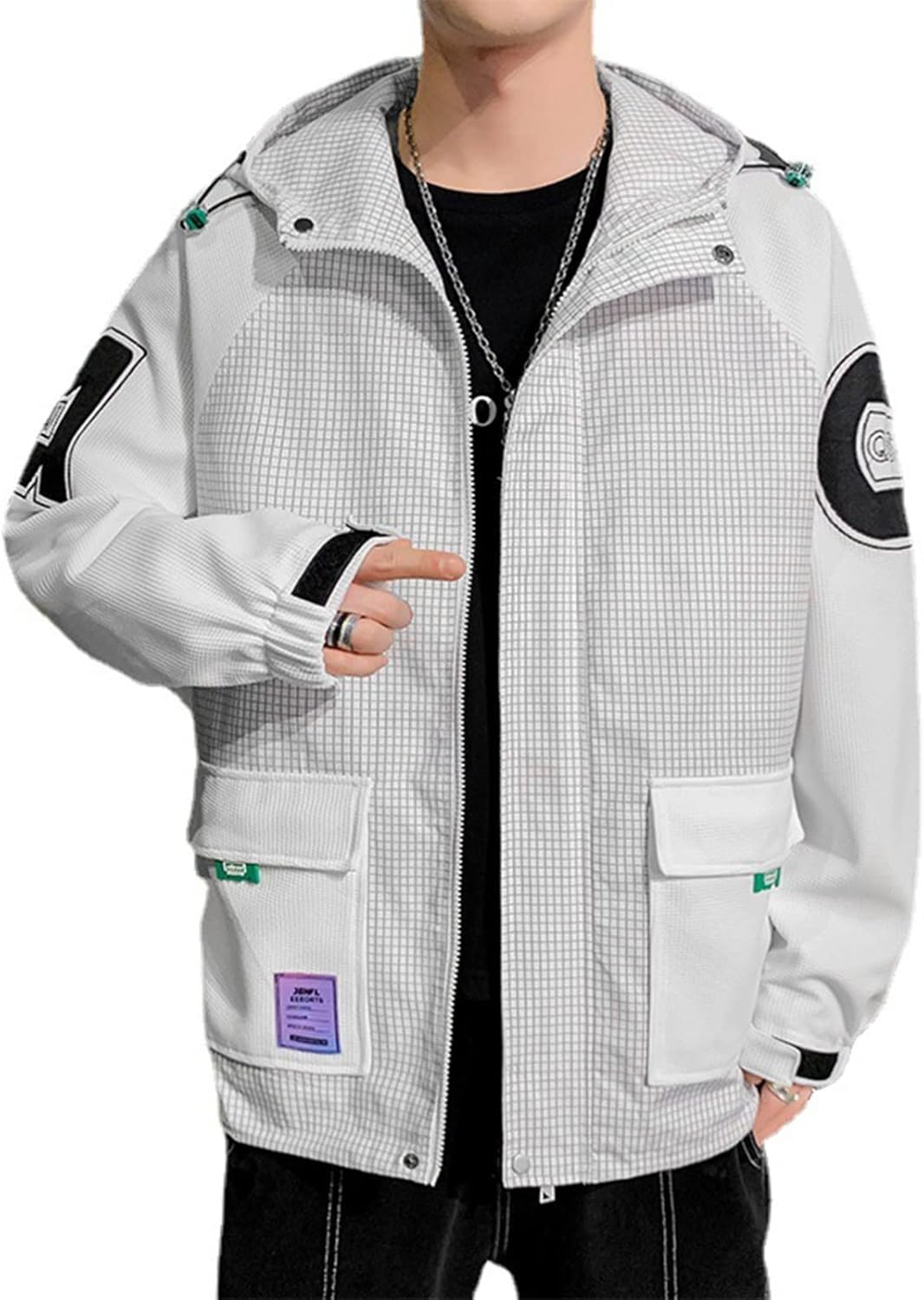 メンズ アウター フード付き ウインドブレーカー 春秋 ジャケット ブルゾン ジャンパー ショート丈 スタジャン 長袖 薄手 軽量 カジュアル ストリート 男性用 パーカー 大きいサイズ