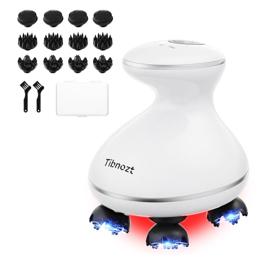 Tibnozt EMS ヘッドスパ 電動頭皮ブラシ【2024新登場】頭皮エステ スカルプケア フェイスケア 美容家電 IPX7防水 3D振動 広範囲赤色LED 収納ケース付き コードレス 小型化 静音