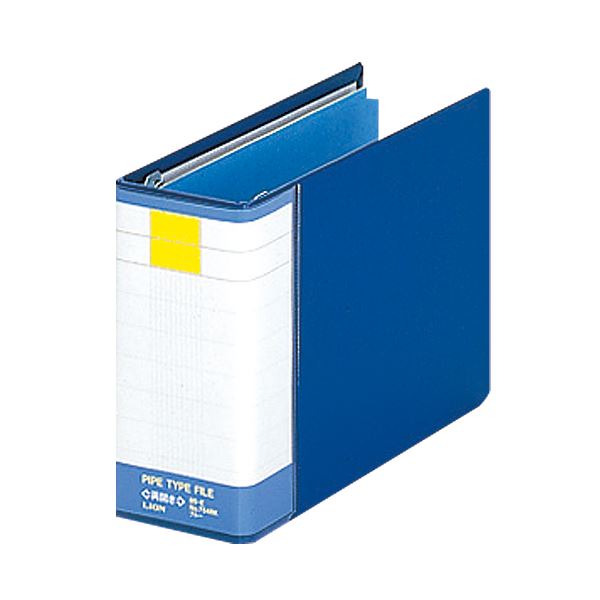 (まとめ) ライオン事務器 パイプ式ファイル(環境)両開き B6ヨコ 500枚収容 50mmとじ 背幅71mm ブルー No.758RK 1冊 (×10セット)