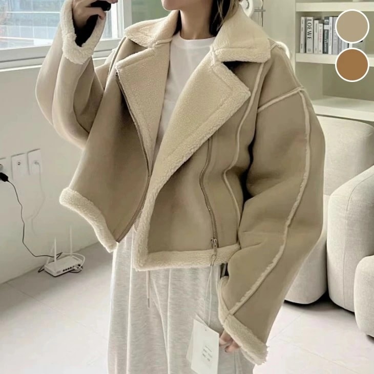 アウター エコムートン ライダース ボア フライトジャケット 保温 暖かい 秋冬 おすすめ レディース オシャレ トレンド 人気 プチプラ 韓国ファッション