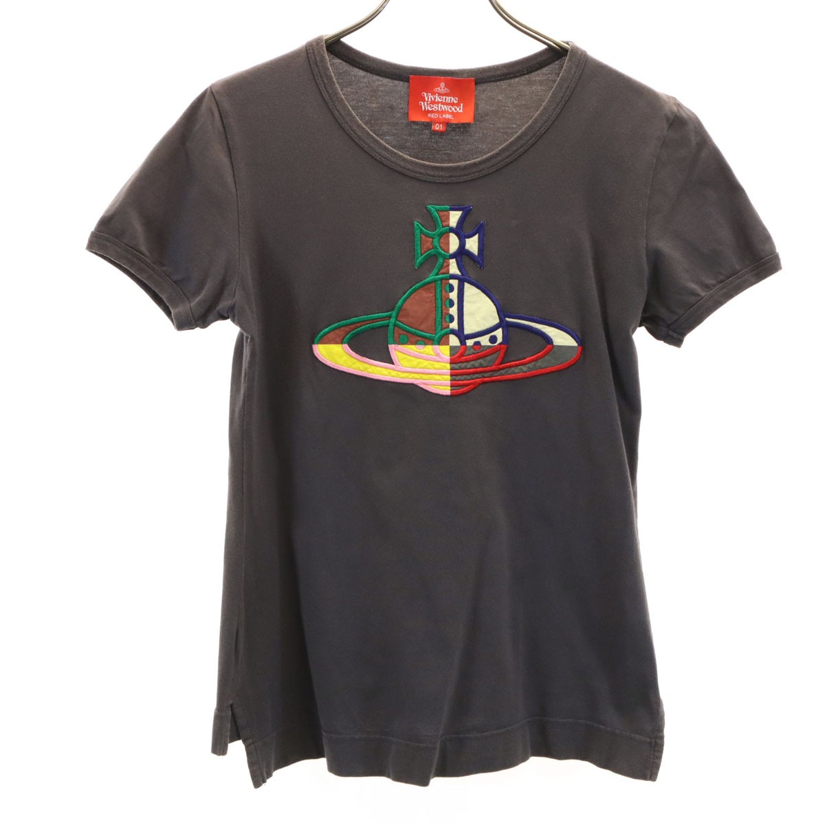 Vivienne Westwood Red Label ヴィヴィアンウエストウッド レッドレーベル 日本製 オーブ刺繍 半袖 Tシャツ 1 チャコールグレー レディース 古着
