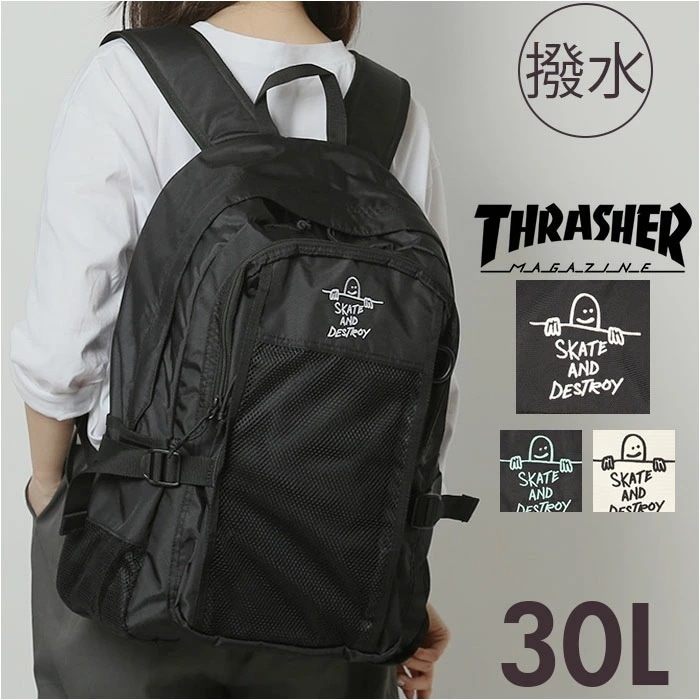 スラッシャー リュック THRASHER THR-299 通販 リュックサック バックパック バッグ ポリエステル 軽量 30l 30リットル レディース メンズ 通勤 通学 ブラック 黒 バック 鞄