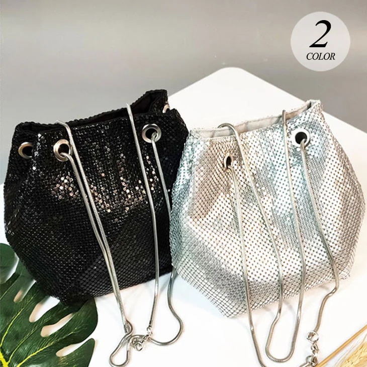 バケット バッグ レディース 巾着 小さめ スパンコール 斜め掛け チェーン ショルダー パーティー フォーマル 結婚式 参観日 入学式 卒業式 bag きれいめ 可愛い おしゃれ 韓国ファッション