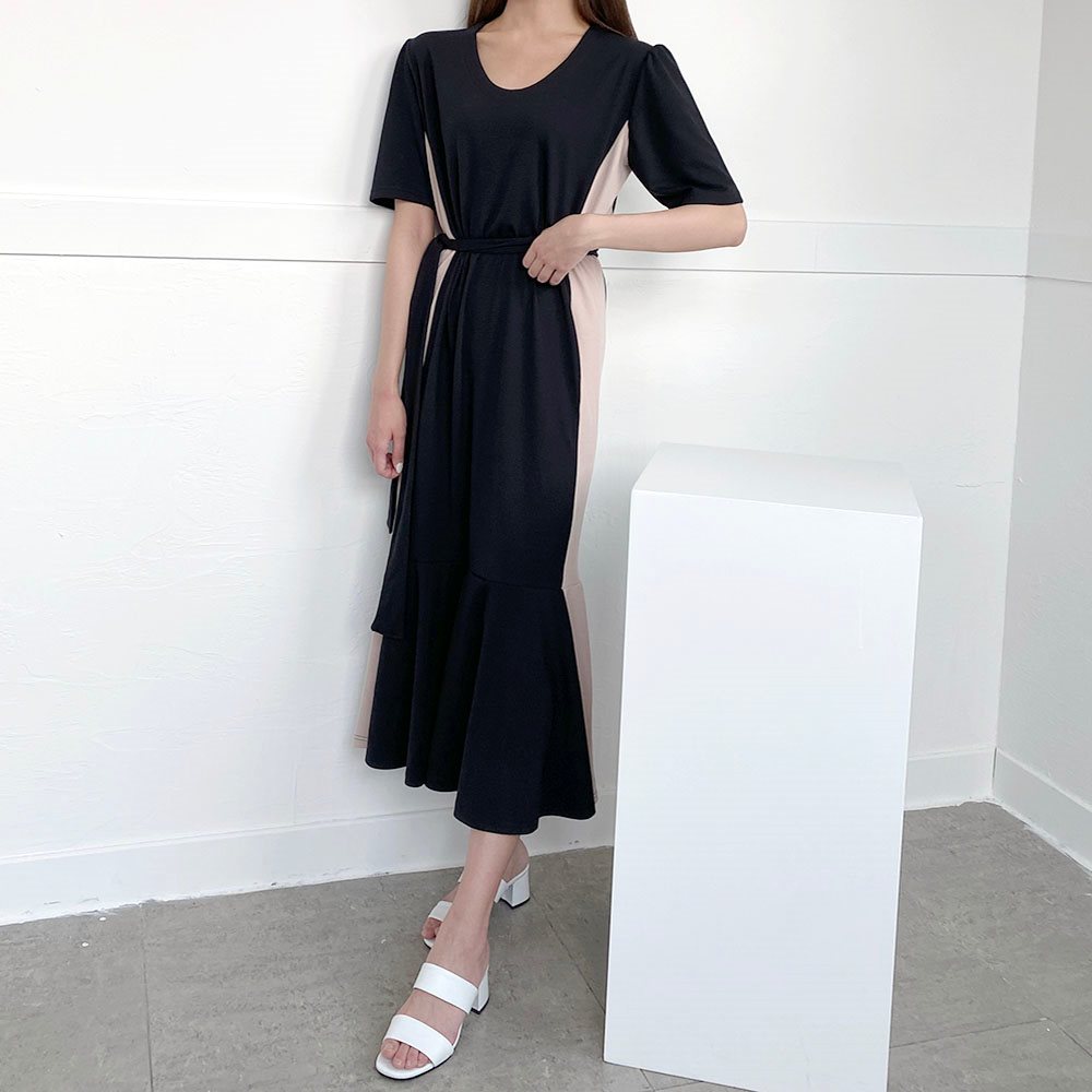 夏の必須デイリールック半袖ロングワンピース