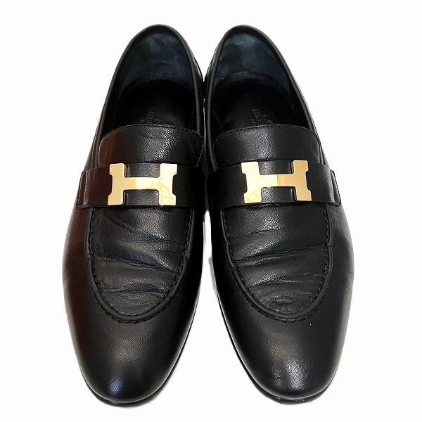 エルメス コンスタンス モカシン パリ 38 ゴールド金具 ローファー 靴 レディース 【中古】