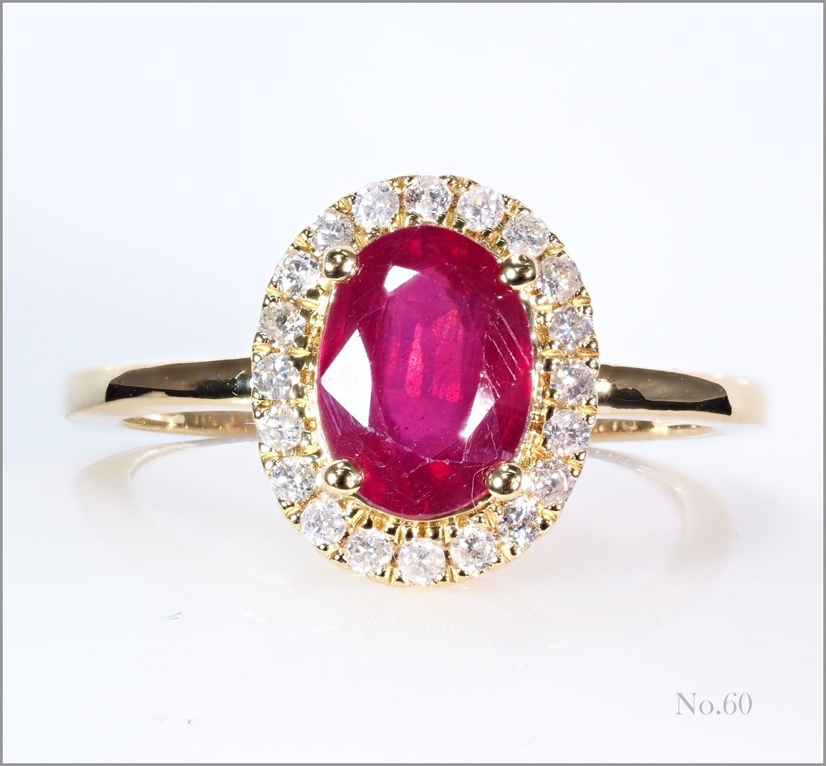 厳選 天然 ダイヤモンド ルビー リング 指輪 高級 1.43ct K18YG 18金製 74