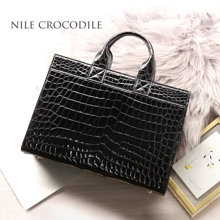 クロコダイル トートバッグ センター取り ナイルクロコダイル　レディース ミニトートバッグ 小さめ ユニセックス ビジネスバッグ 通勤バッグ 本革 鰐革 B5 サイズ 保証書 プレゼント 母の日 ギフ