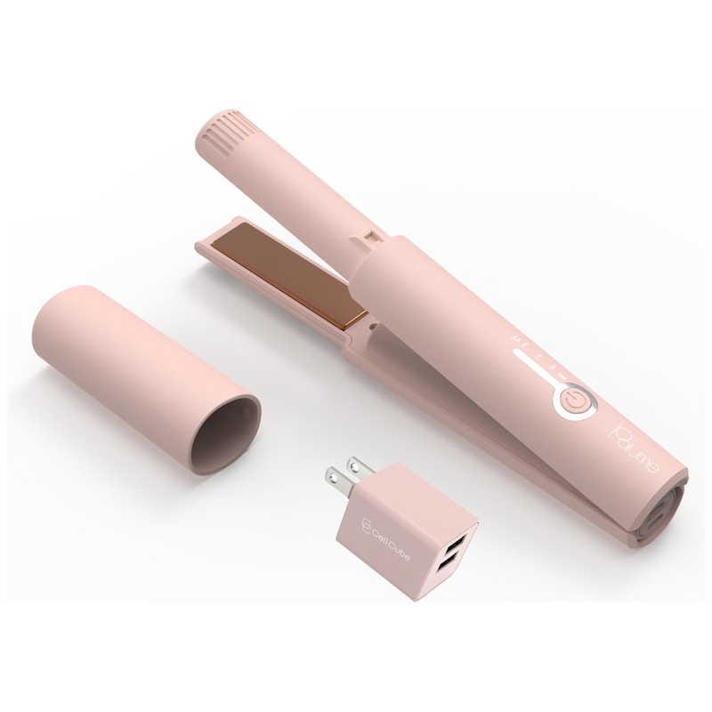 ファンマックスジャパン　マイナスイオン ストレートアイロン mirei ミレイ Paume ポーム 18mm 160℃～200℃ USB充電式(コードレス) ライトピンク　PMHI01-LC