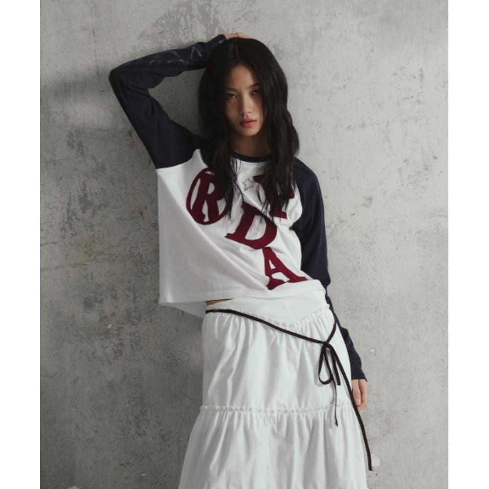PRENDA PRDA BIG PATCH RAGLAN LONG SLEEVE WHITE PRTFAWRL0