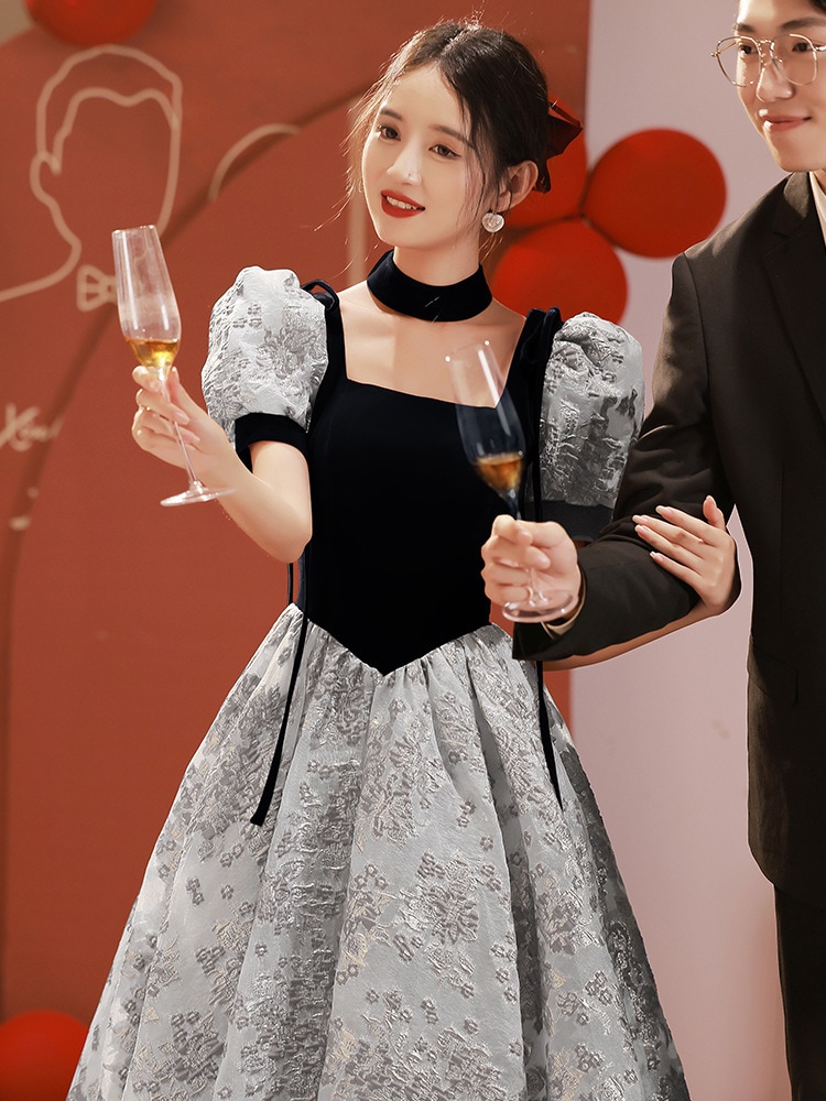 ドレス エレガント高級感成人式結婚式ドレス誕生日正式な場合演奏会 花嫁 司会パーティードレス　側開深いVネック 結婚式OL正式な場合礼装ドレスセクシーなワンピース