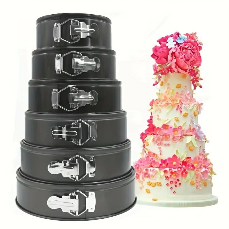 6個セットスプリングフォームケーキパン炭素鋼製の取り外し可能な底のあるベーキングケーキ型オーブンアクセサリーベーキングツールキッチンガジェットキッチンアクセサリー4/7/8/10