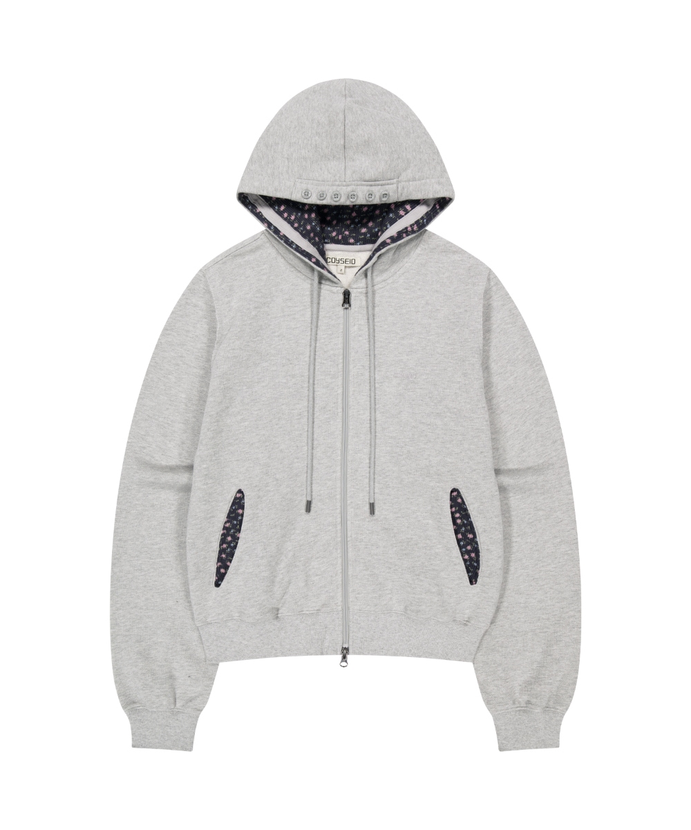 【COYSEIO】26SS FLOWER POINT ZIP-UP HOODIE : MELANGE GREY
