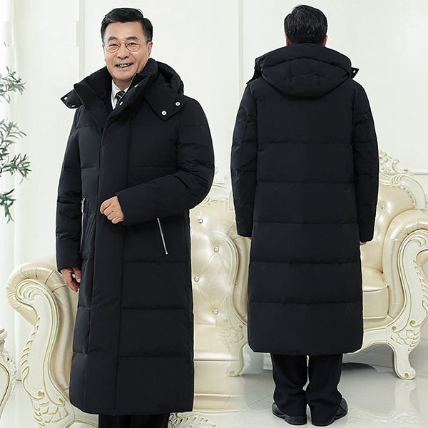 超ロングダウンジャケット ダウンコート メンズ ビジネス 大きいサイズ ミディアムコート 父の日 アウター 暖かい 厚手 撥水 黒 ジャケット 極暖 フード コート 防寒服 紳士 冬 ブラック 20代